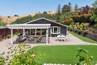 035 - 3165 Lucas Drive - Backyard with pergola-covered patio, outdoor seating, and hillside view