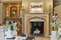 23 _ 24 Cosso Court _ Family Room fireplace and built-in bar cabinetry