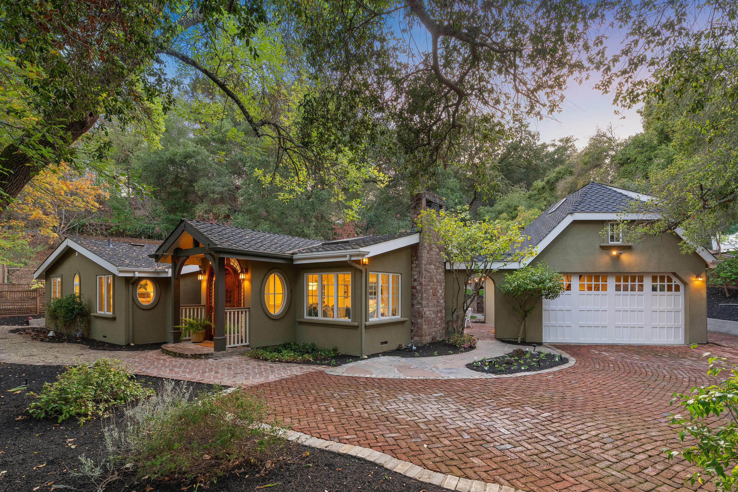 1 _ 954 Reliez Station Road _ Front exterior of the house with attached garage, brick driveway, and covered entryway